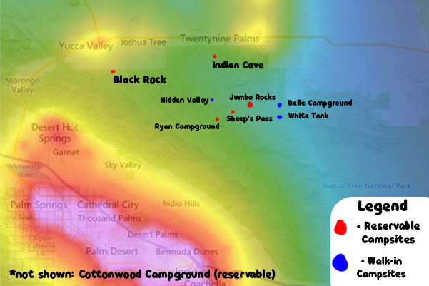 Light Pollution Map of Joshua Tree National Park